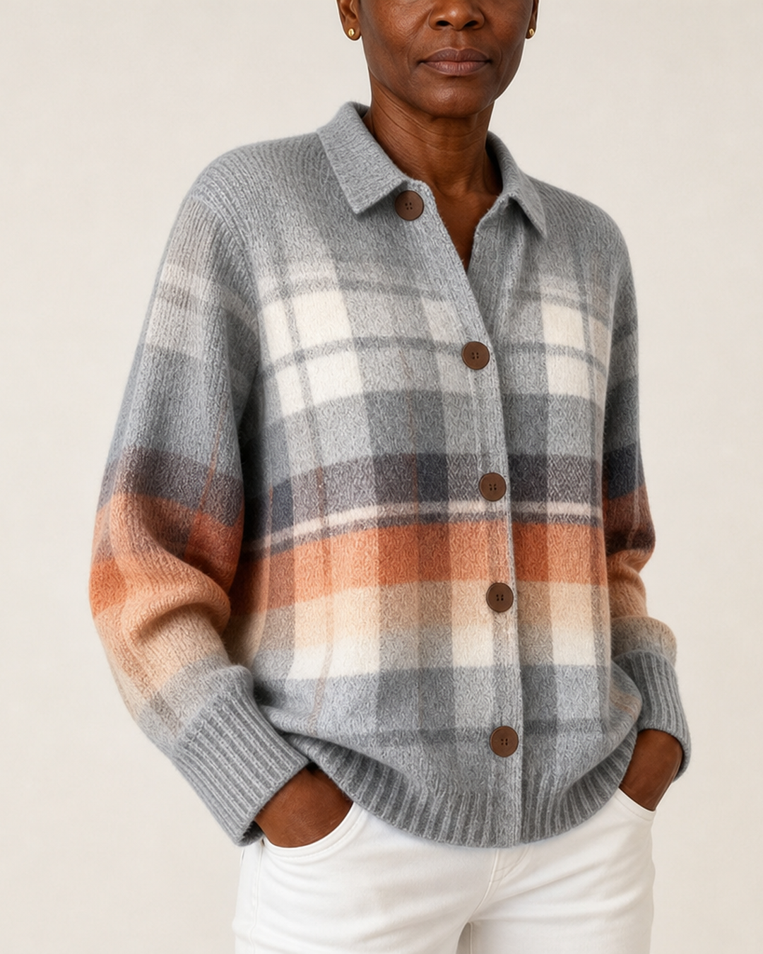 Marlene | Warm Ombre Plaid Cardigan