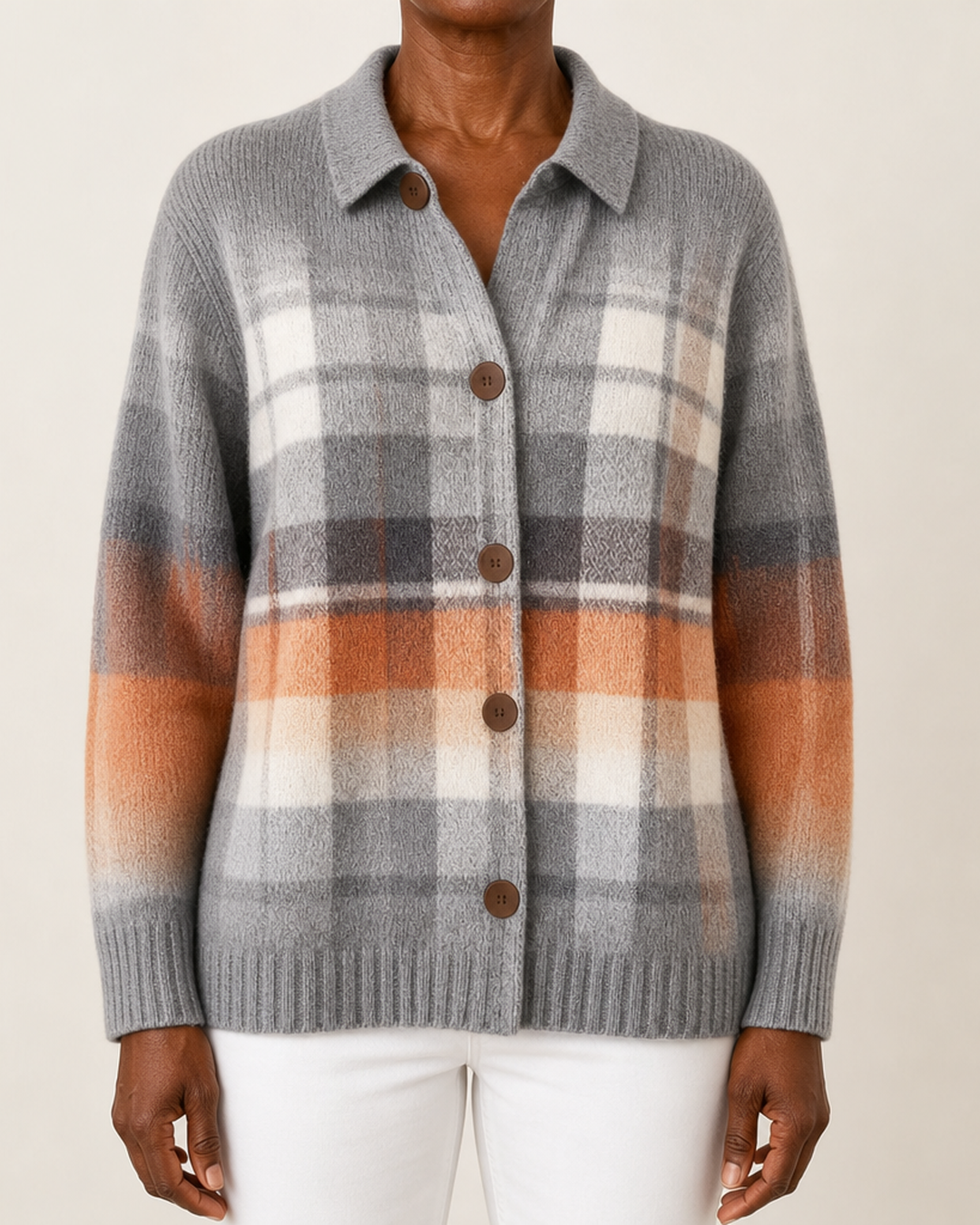Marlene | Warm Ombre Plaid Cardigan