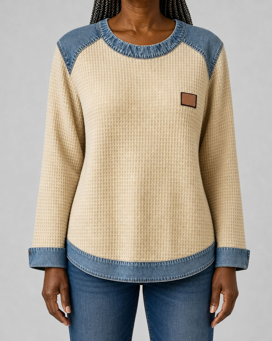 Marlisa | Textured Contrast-Trim Sweatshirt