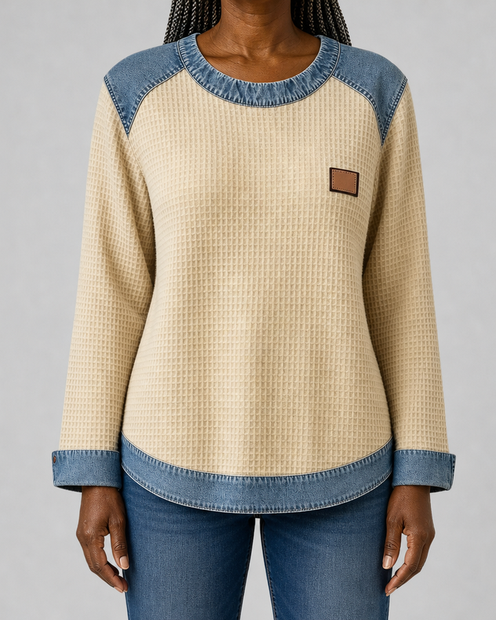 Marlisa | Textured Contrast-Trim Sweatshirt