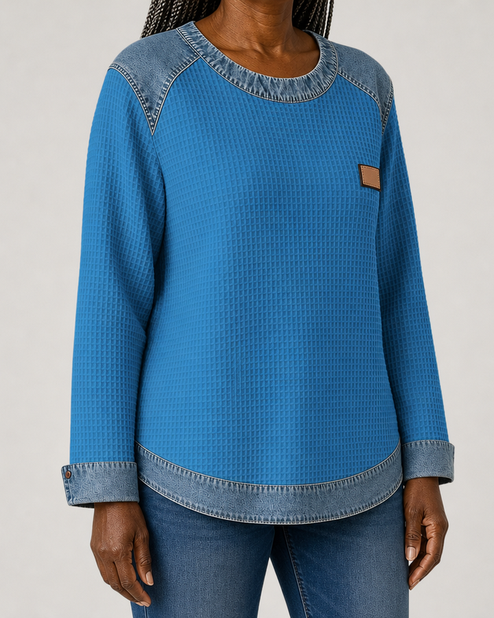 Marlisa | Textured Contrast-Trim Sweatshirt