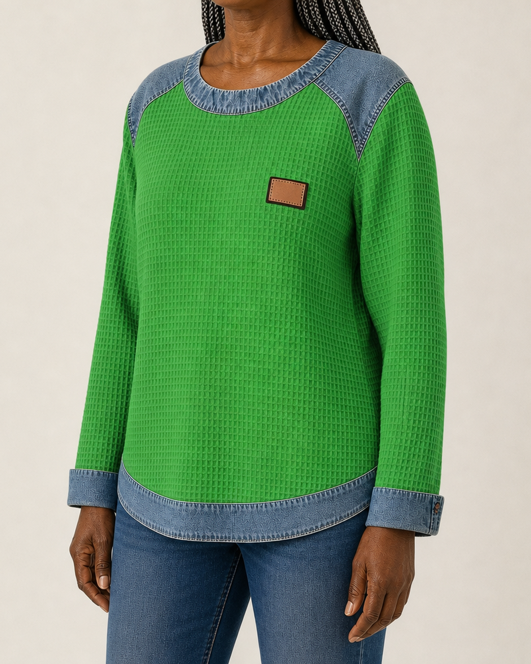 Marlisa | Textured Contrast-Trim Sweatshirt