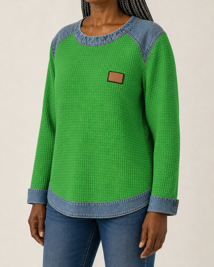 Marlisa | Textured Contrast-Trim Sweatshirt