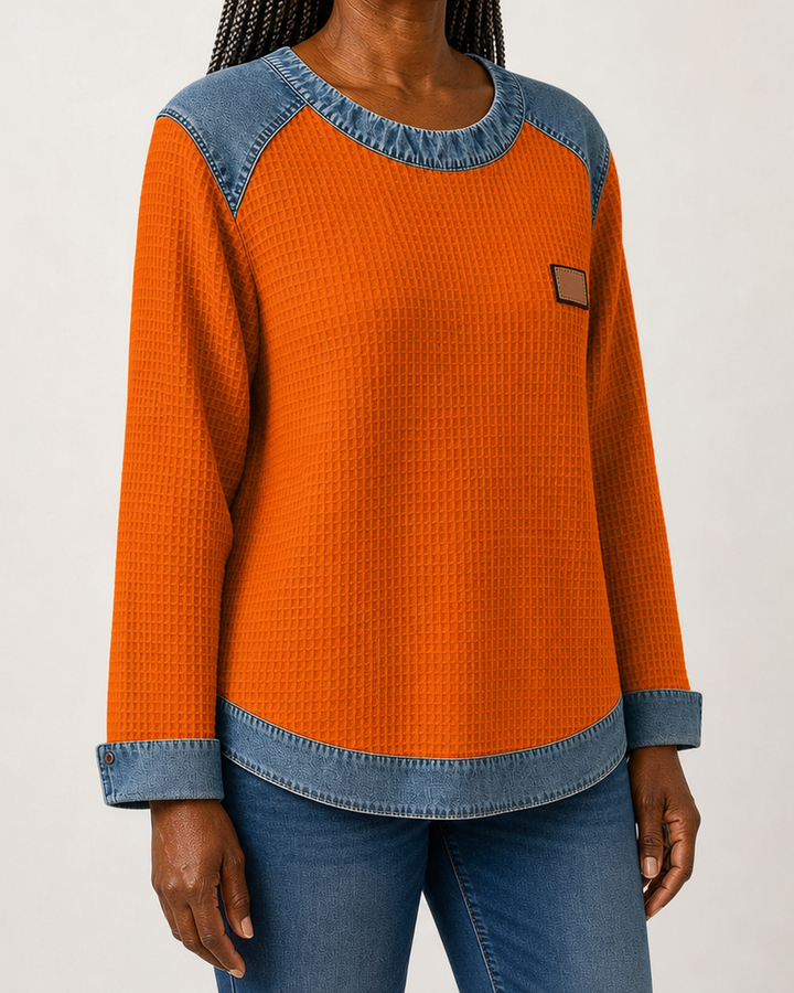 Marlisa | Textured Contrast-Trim Sweatshirt