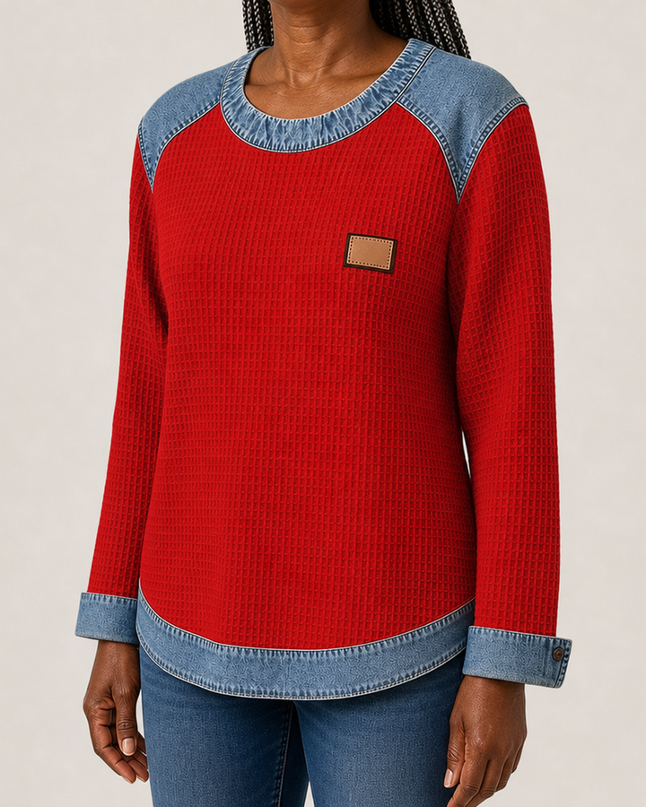Marlisa | Textured Contrast-Trim Sweatshirt