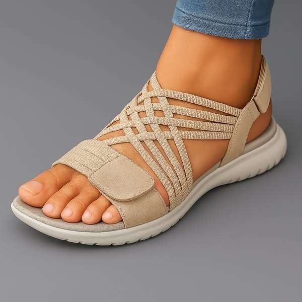 Marlowe | Woven Comfort Sandals — Beige
