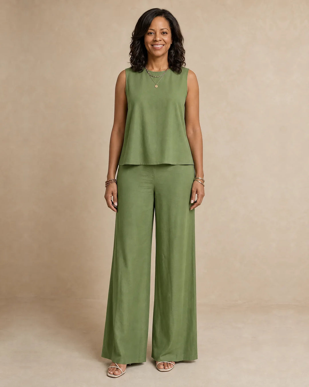 Cierra | Sleeveless Top & Wide-Leg Trouser Set