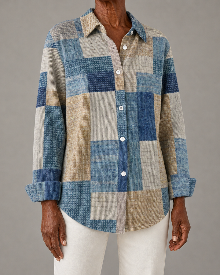 Merritt™ | Vintage Patchwork Button Front Blouse