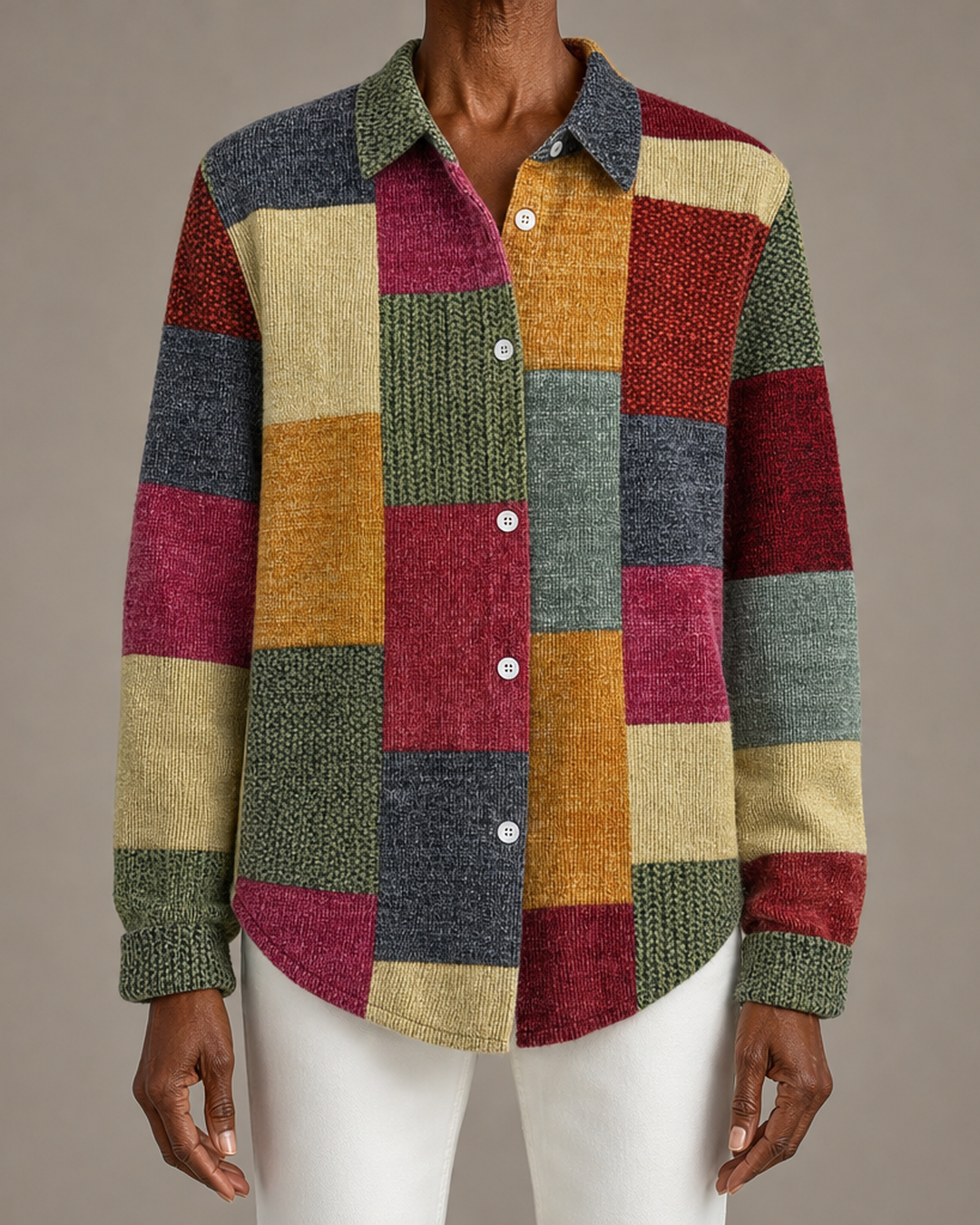 Merritt™ | Vintage Patchwork Button Front Blouse