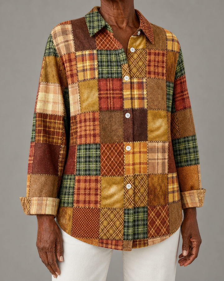 Merritt™ | Vintage Patchwork Button Front Blouse
