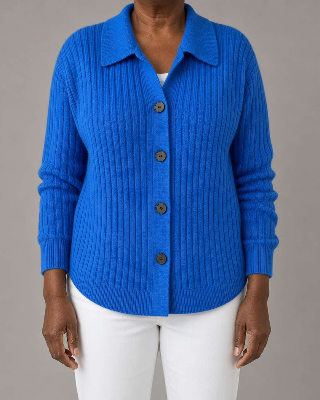 Merriwen | Ribbed Collared Button-Down Cardigan Sweater