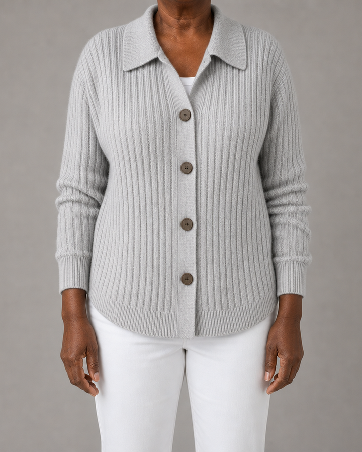 Merriwen | Ribbed Collared Button-Down Cardigan Sweater