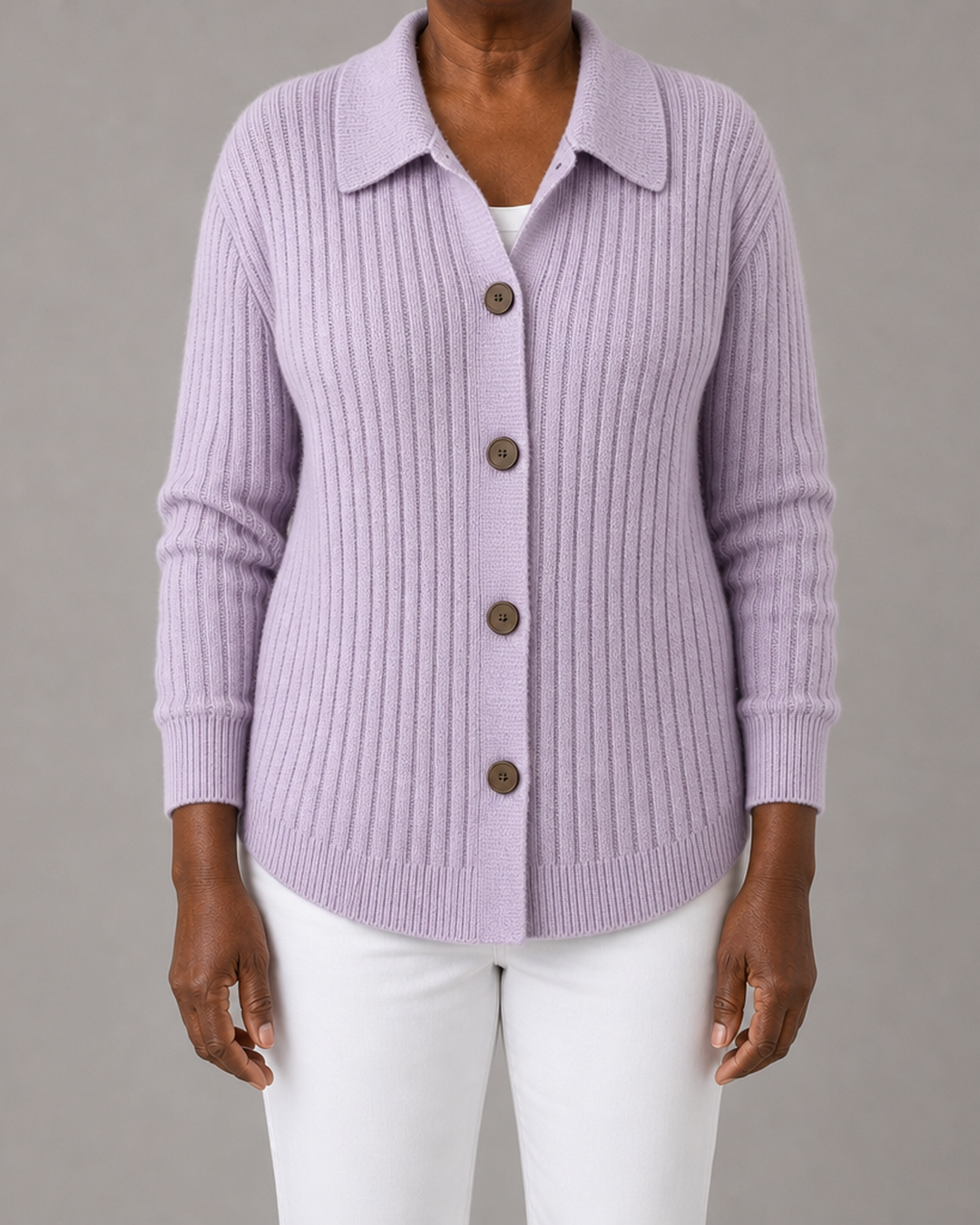 Merriwen | Ribbed Collared Button-Down Cardigan Sweater