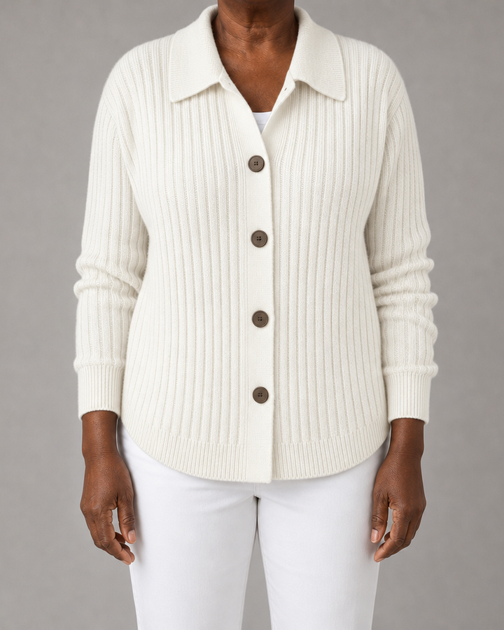 Merriwen | Ribbed Collared Button-Down Cardigan Sweater