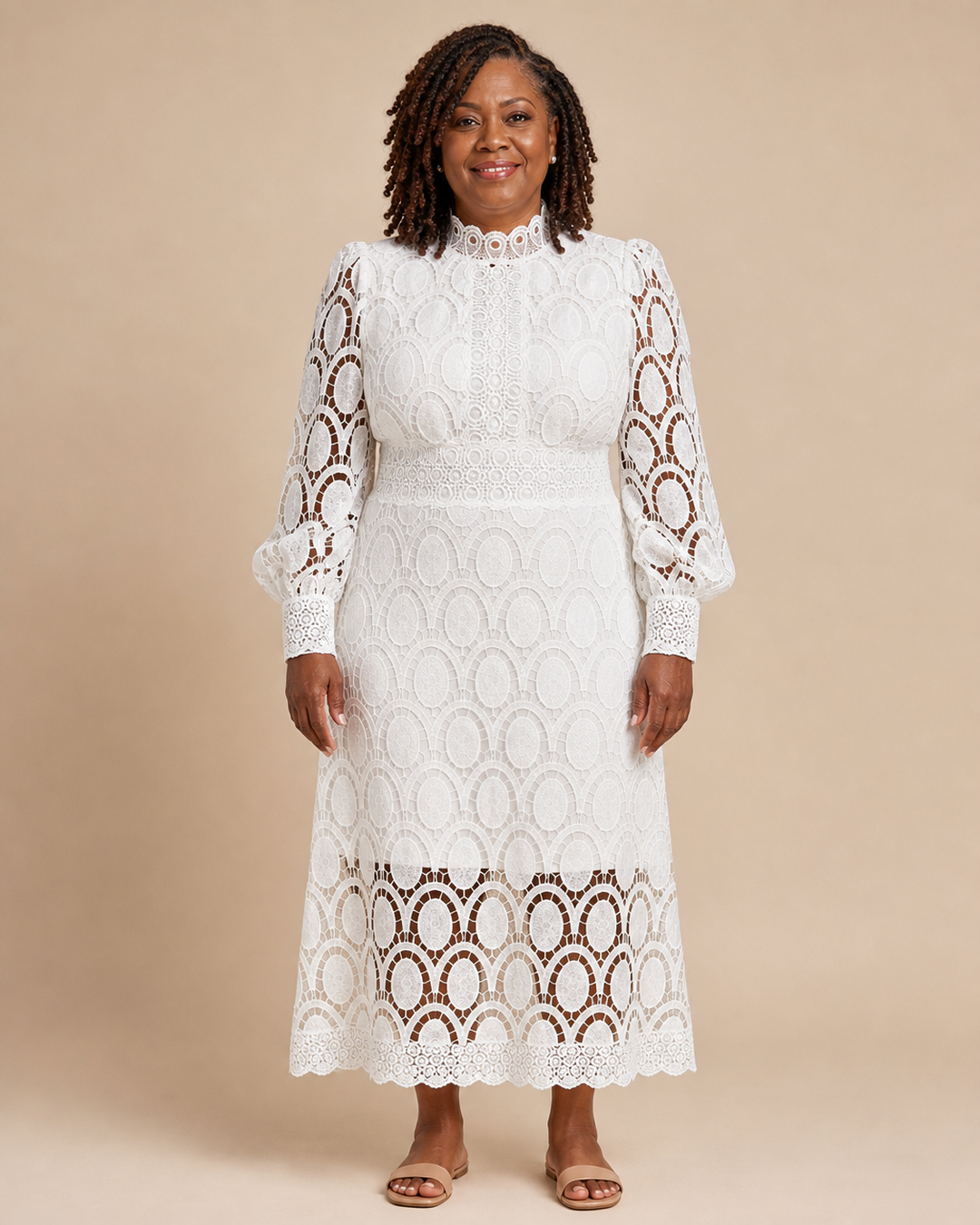 Jacinta | Scalloped Lace Midi Dress