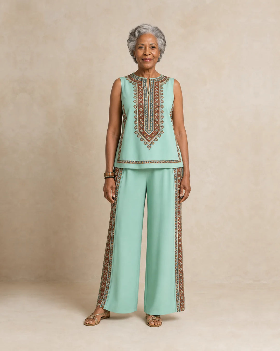 Sierra | Sleeveless Print Top & Wide-Leg Set