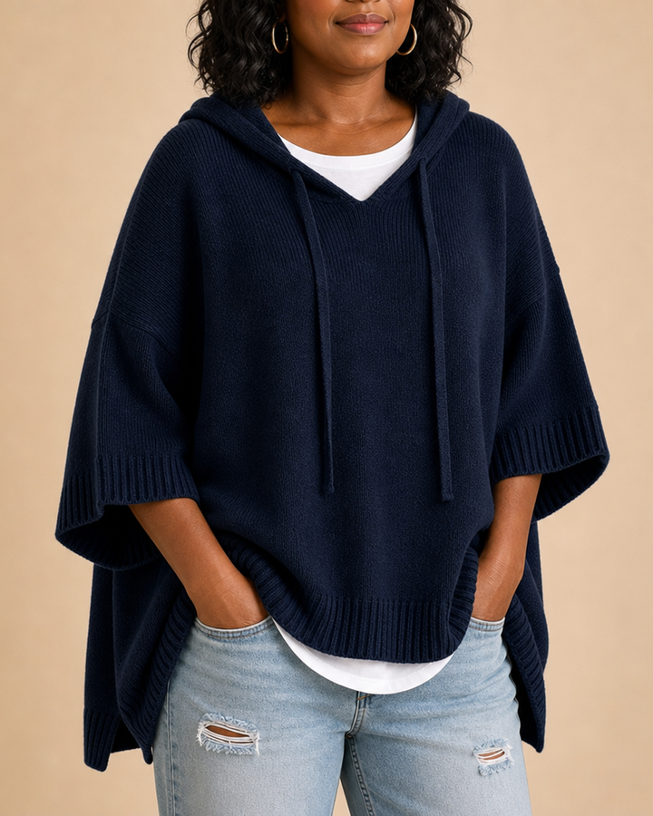 Desiree | Knitted Hooded Poncho