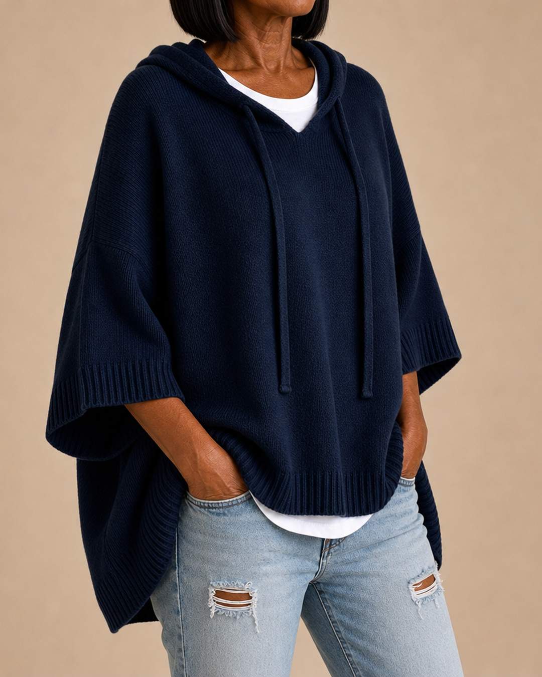 Desiree | Knitted Hooded Poncho