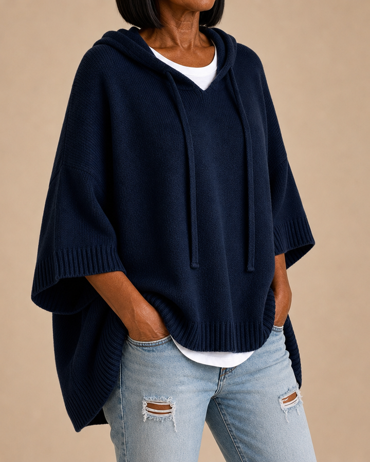 Desiree | Knitted Hooded Poncho