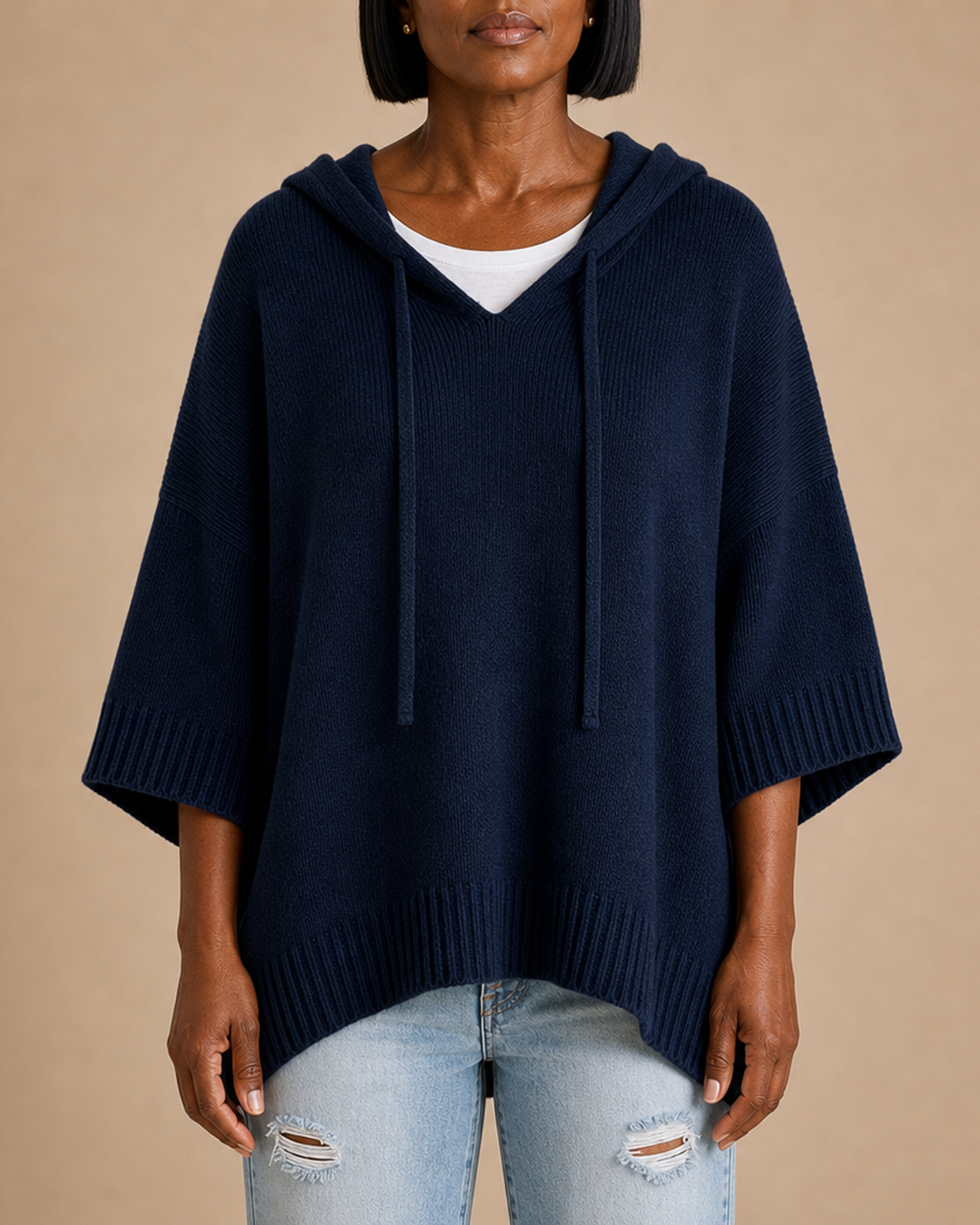 Desiree | Knitted Hooded Poncho