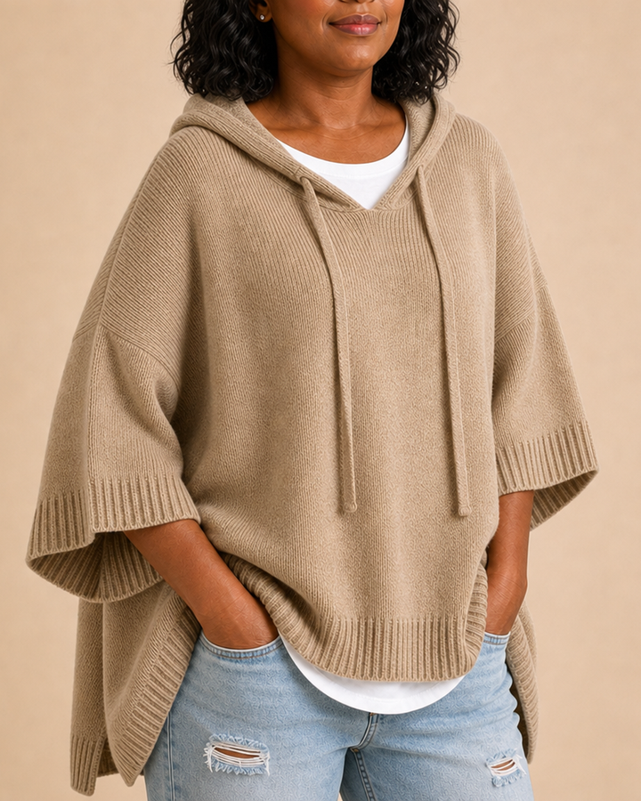 Desiree | Knitted Hooded Poncho