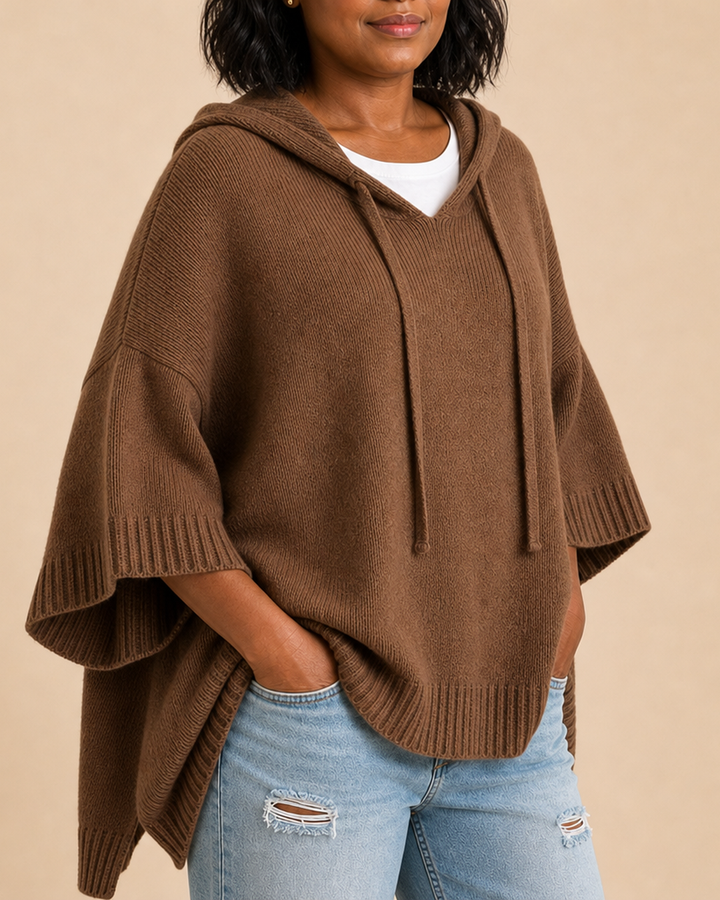 Desiree | Knitted Hooded Poncho