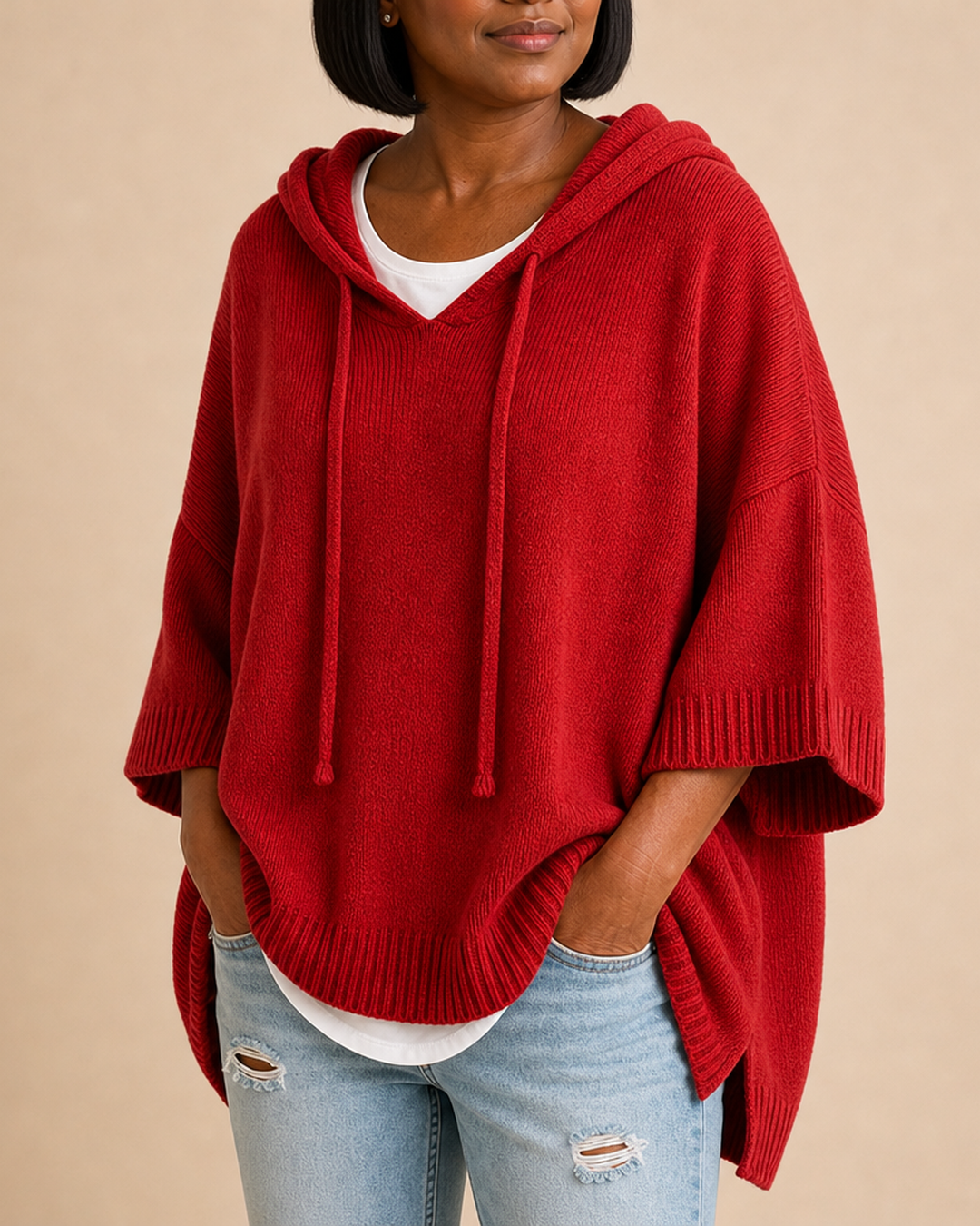 Desiree | Knitted Hooded Poncho