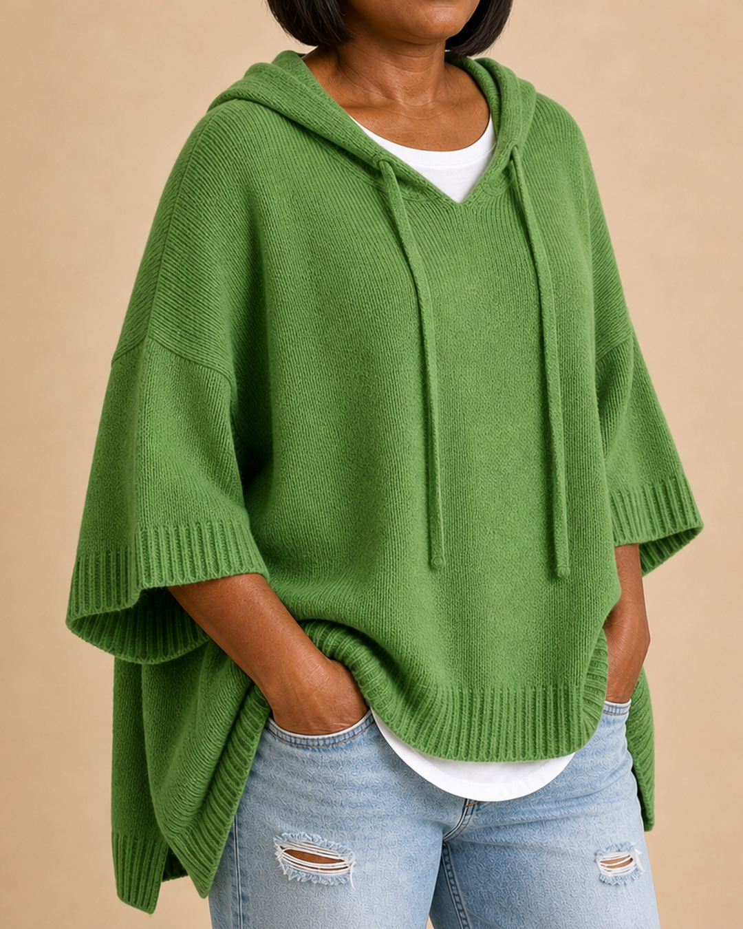 Desiree | Knitted Hooded Poncho