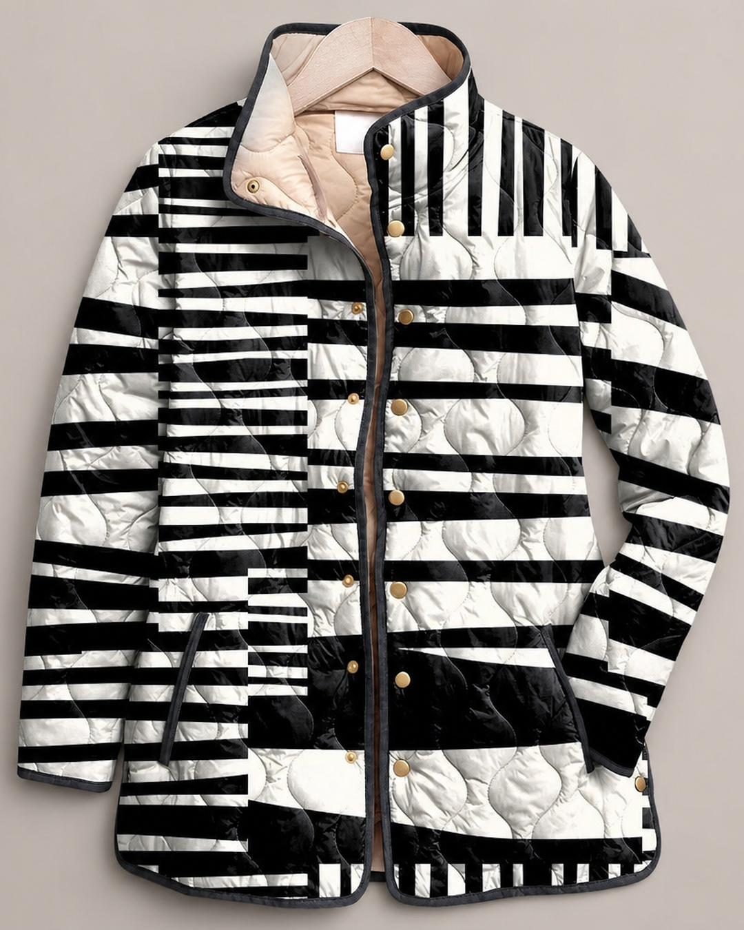 Miren | Black and White Abstract Quilted Jacket