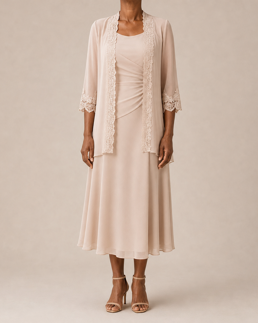 Mother | of the Bride Midi Dress with Lace Jacket