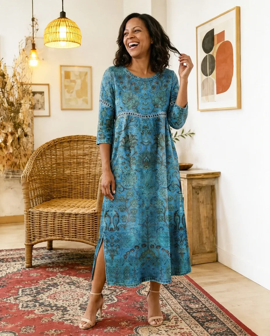 Carmen | Blue Printed Dress