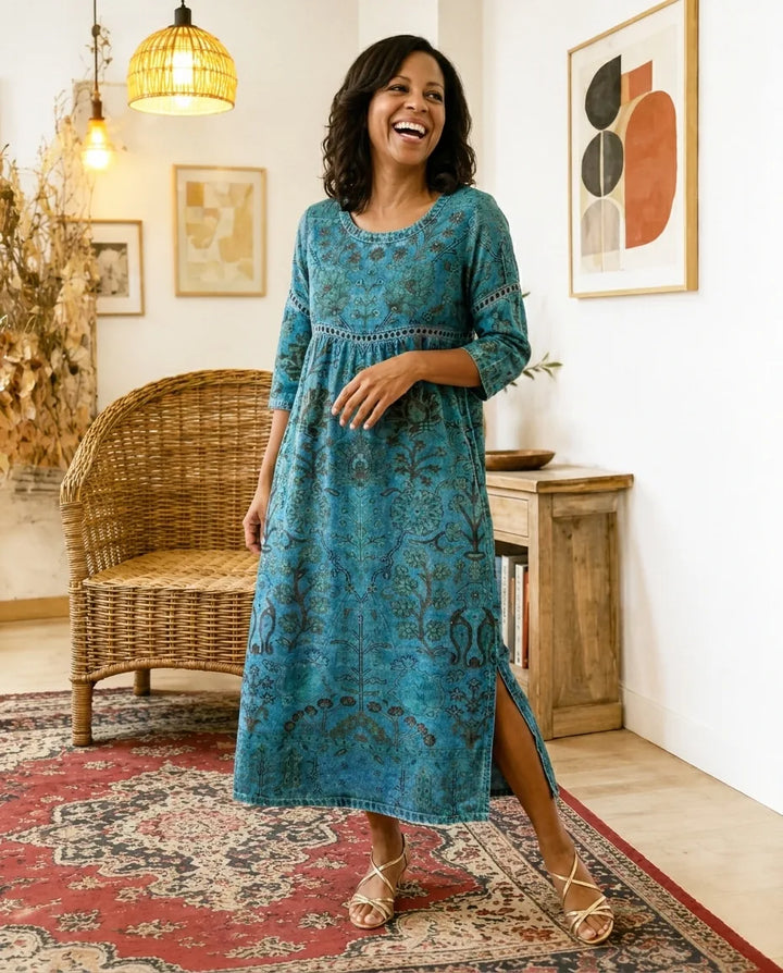 Carmen | Blue Printed Dress