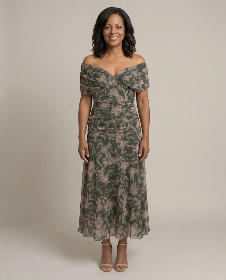 Hannah | Off Shoulder Flow Midi Dress