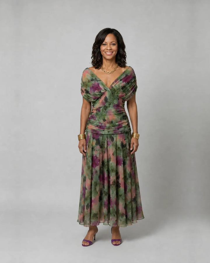 Calen | Off Shoulder Flow Midi Dresses
