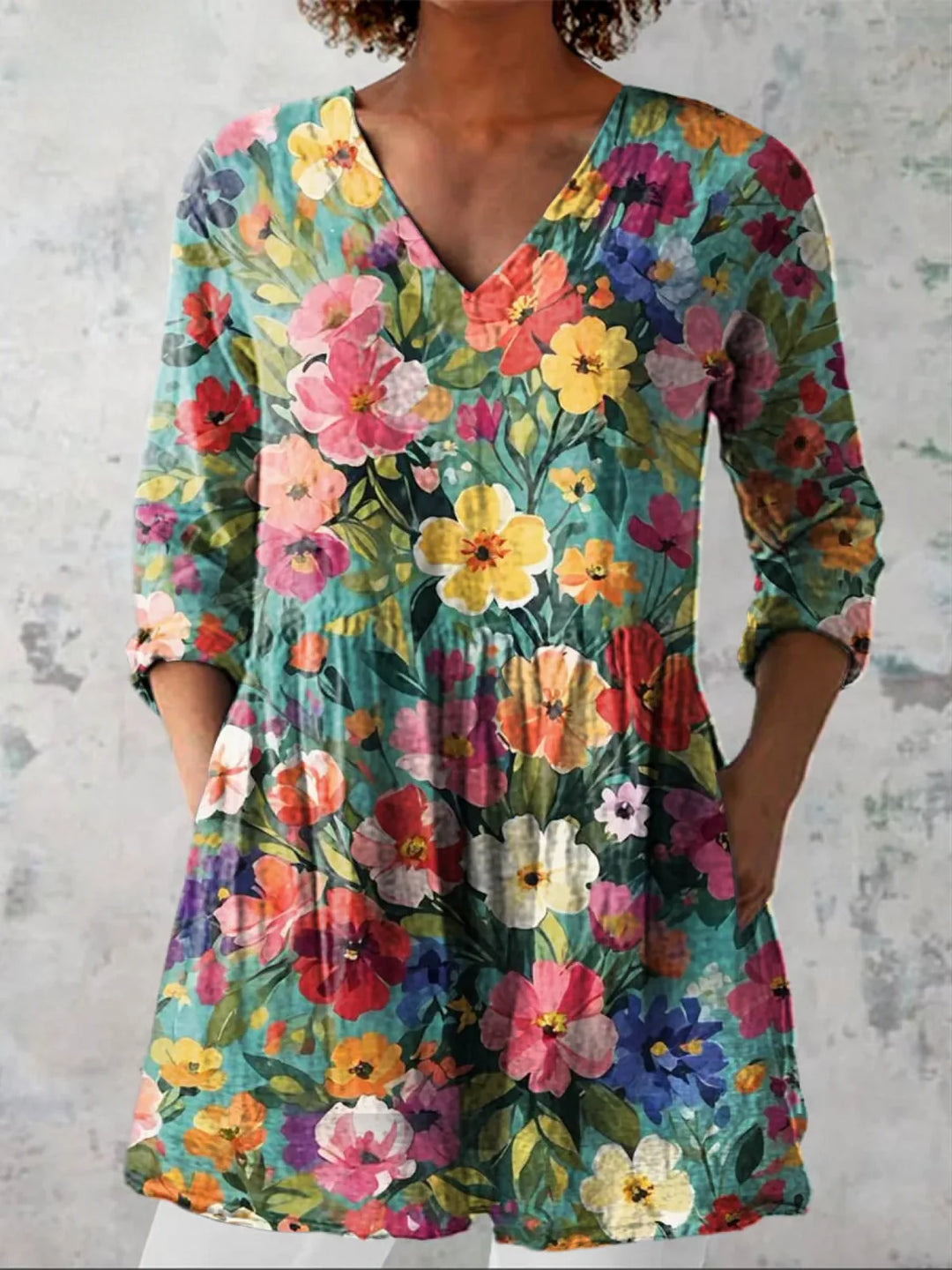 Nadia | Long Blouse with V-Neck