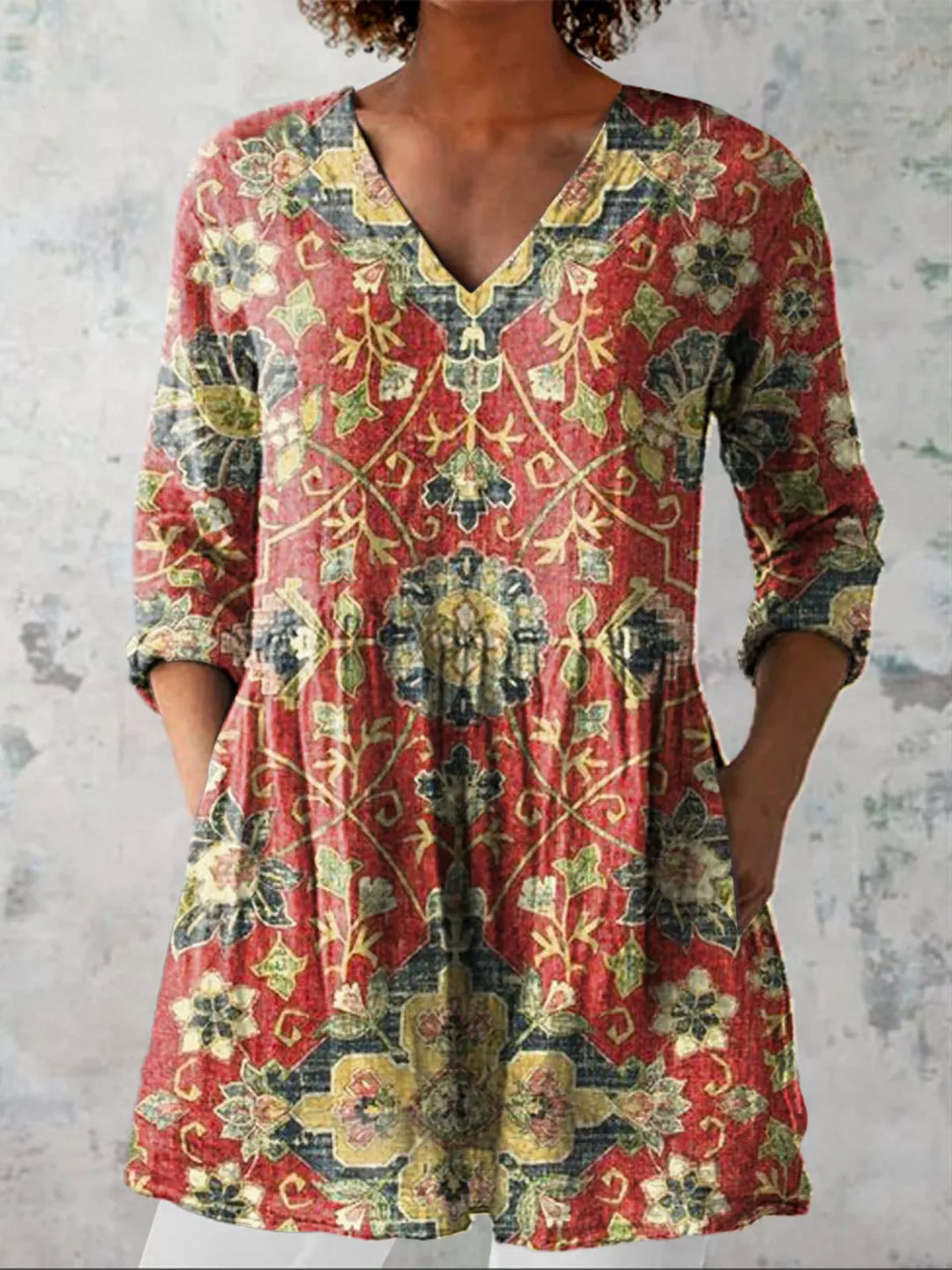 Thema | Long Blouse with V-Neck