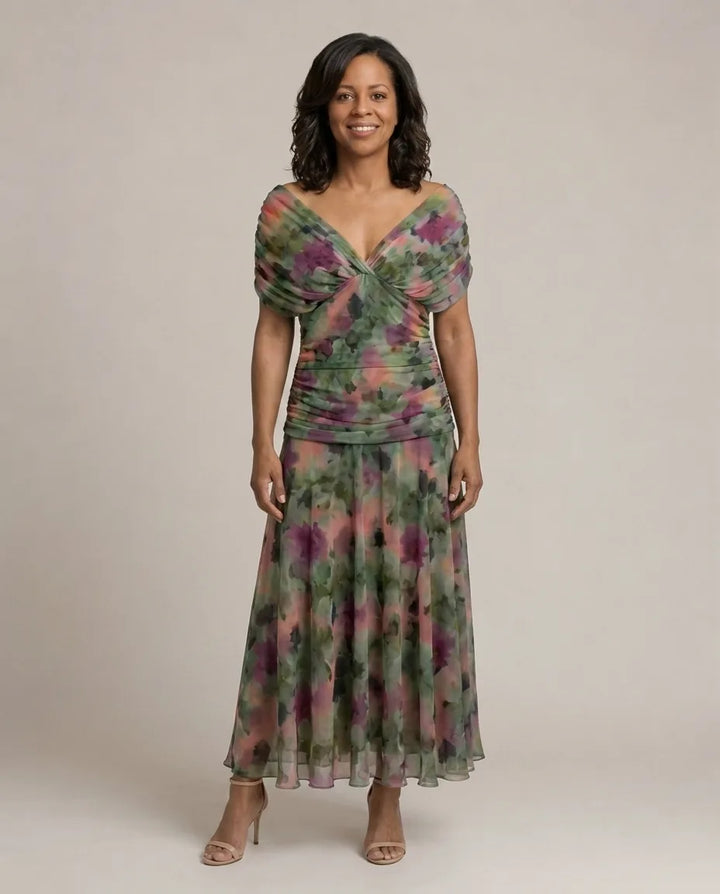 Calen | Off Shoulder Flow Midi Dresses