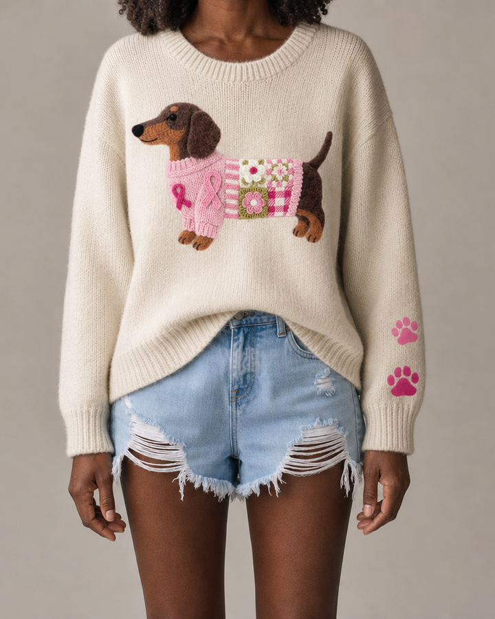 Naoni | Knitted Sweater with Wool-Felt Dachshund Motif
