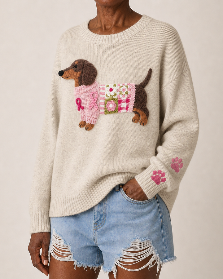 Ashley | Knitted Wool-Felt Motif Sweater