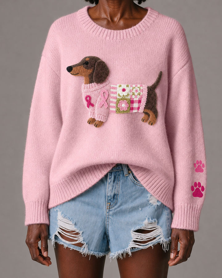 Naoni | Knitted Sweater with Wool-Felt Dachshund Motif