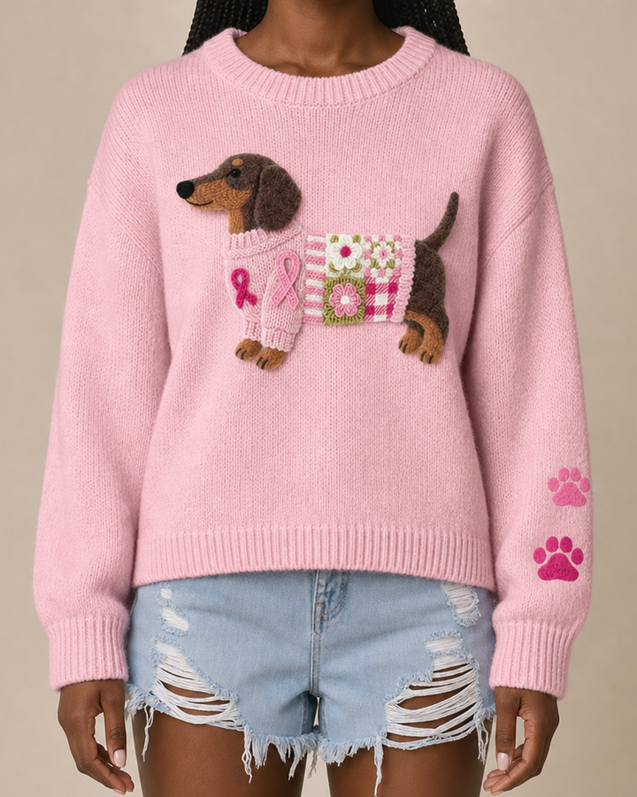 Naoni | Knitted Sweater with Wool-Felt Dachshund Motif
