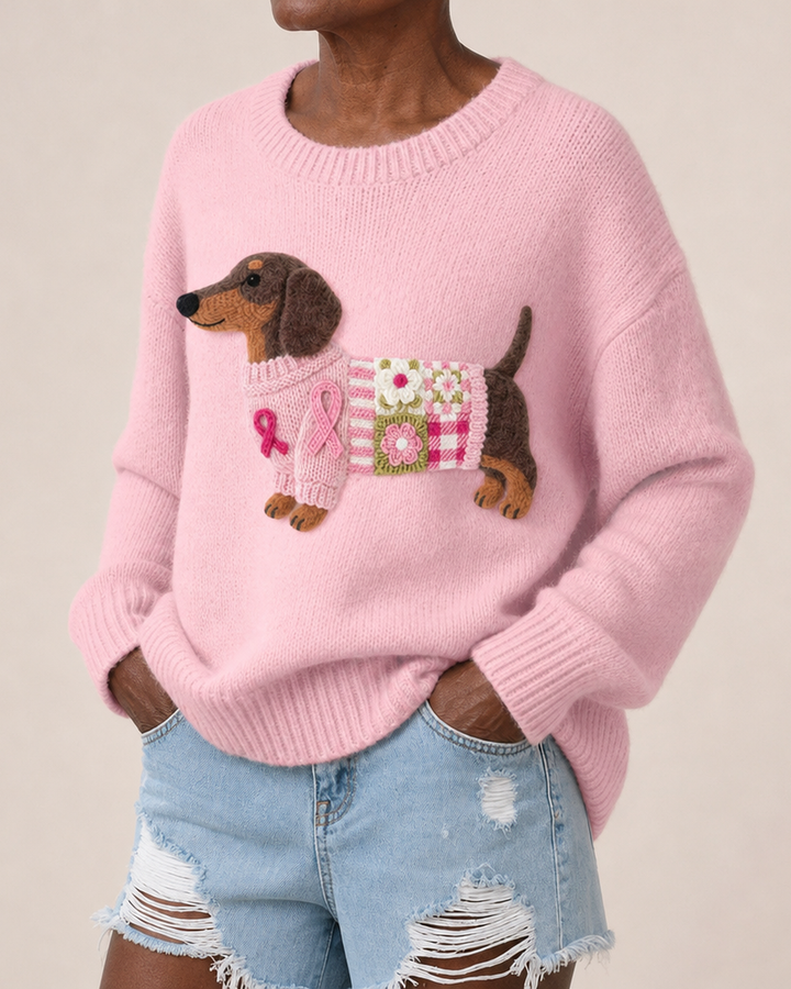 Ashley | Knitted Wool-Felt Motif Sweater