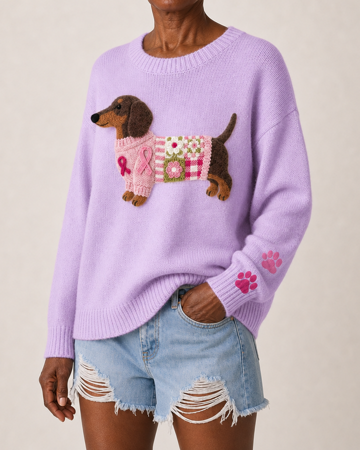 Ashley | Knitted Wool-Felt Motif Sweater