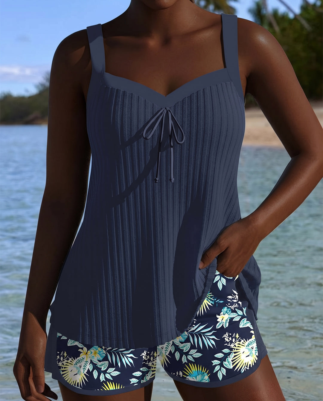 Marisa | Short Striped Tankini