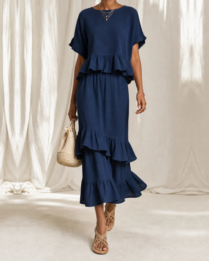 Kaia | Tiered Ruffle Top & Skirt Set