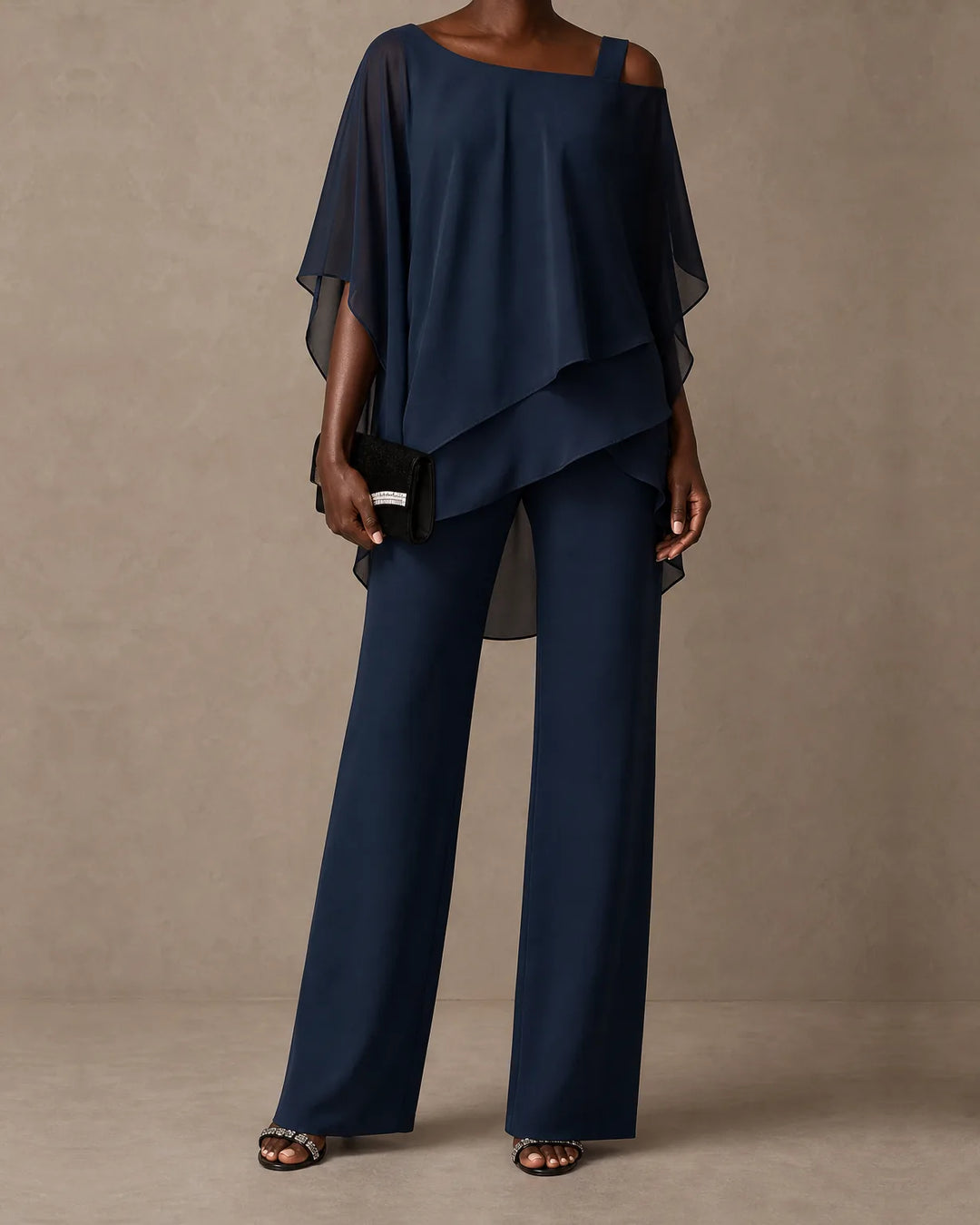 Yvette | One-Shoulder Draped Top & Wide-Leg Set