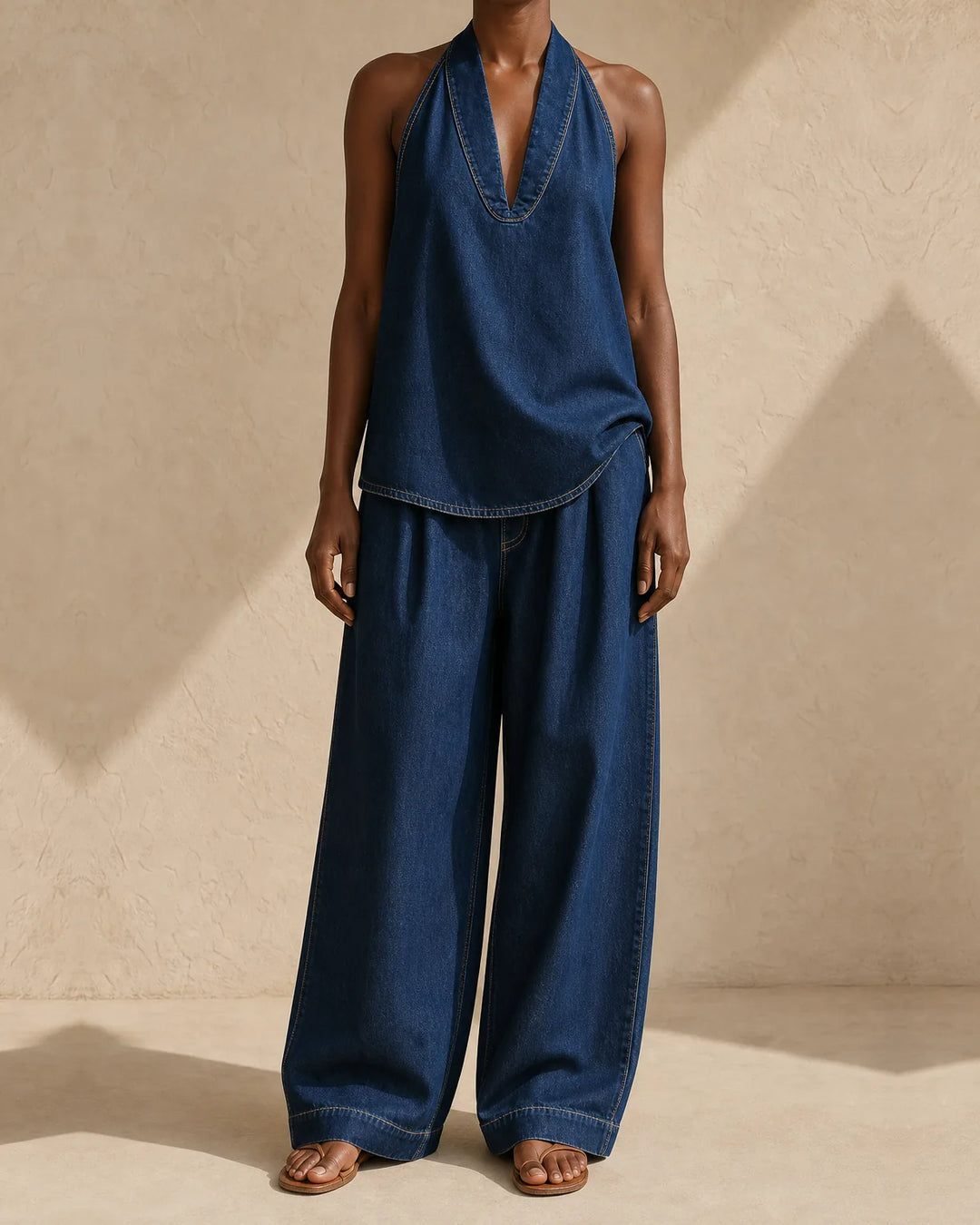 Sena | V-Neck Fluid Two-Piece Suit