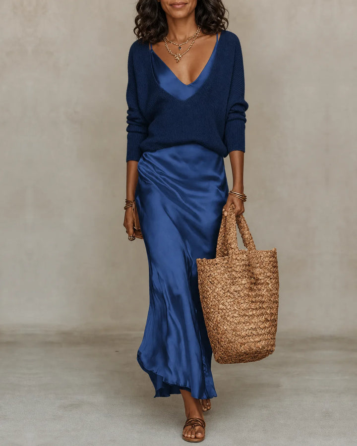Anaïs | Satin Draped Midi Dress