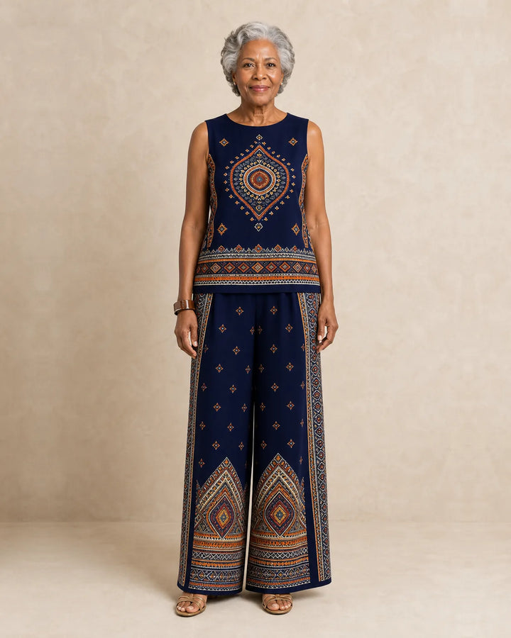 Sierra | Sleeveless Print Top & Wide-Leg Set
