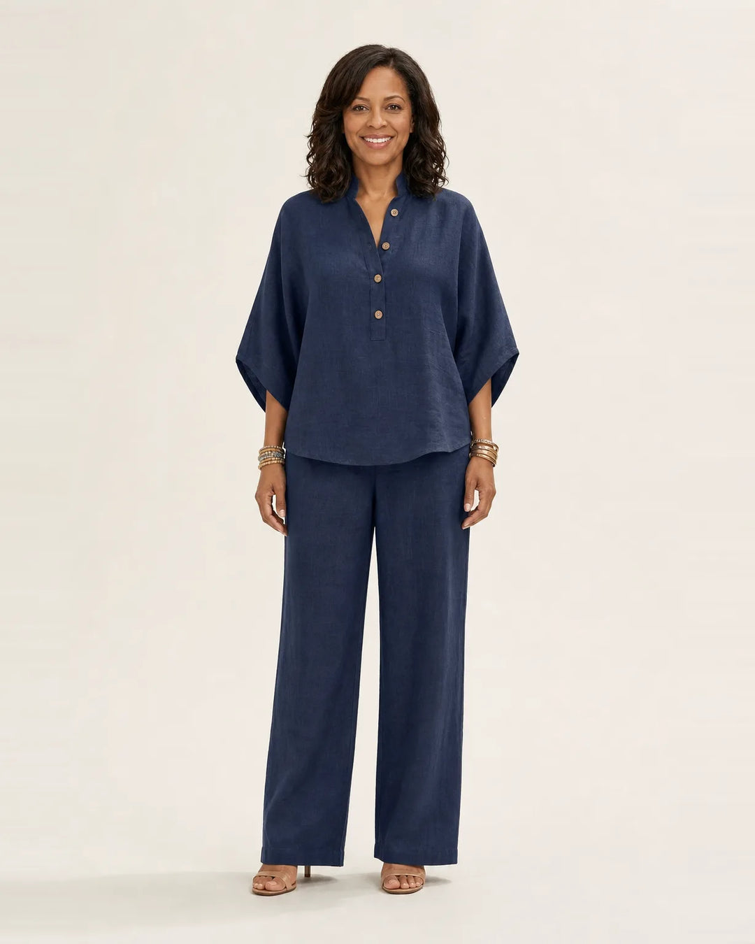 Zerah | Linen Two-Piece Set — Navy